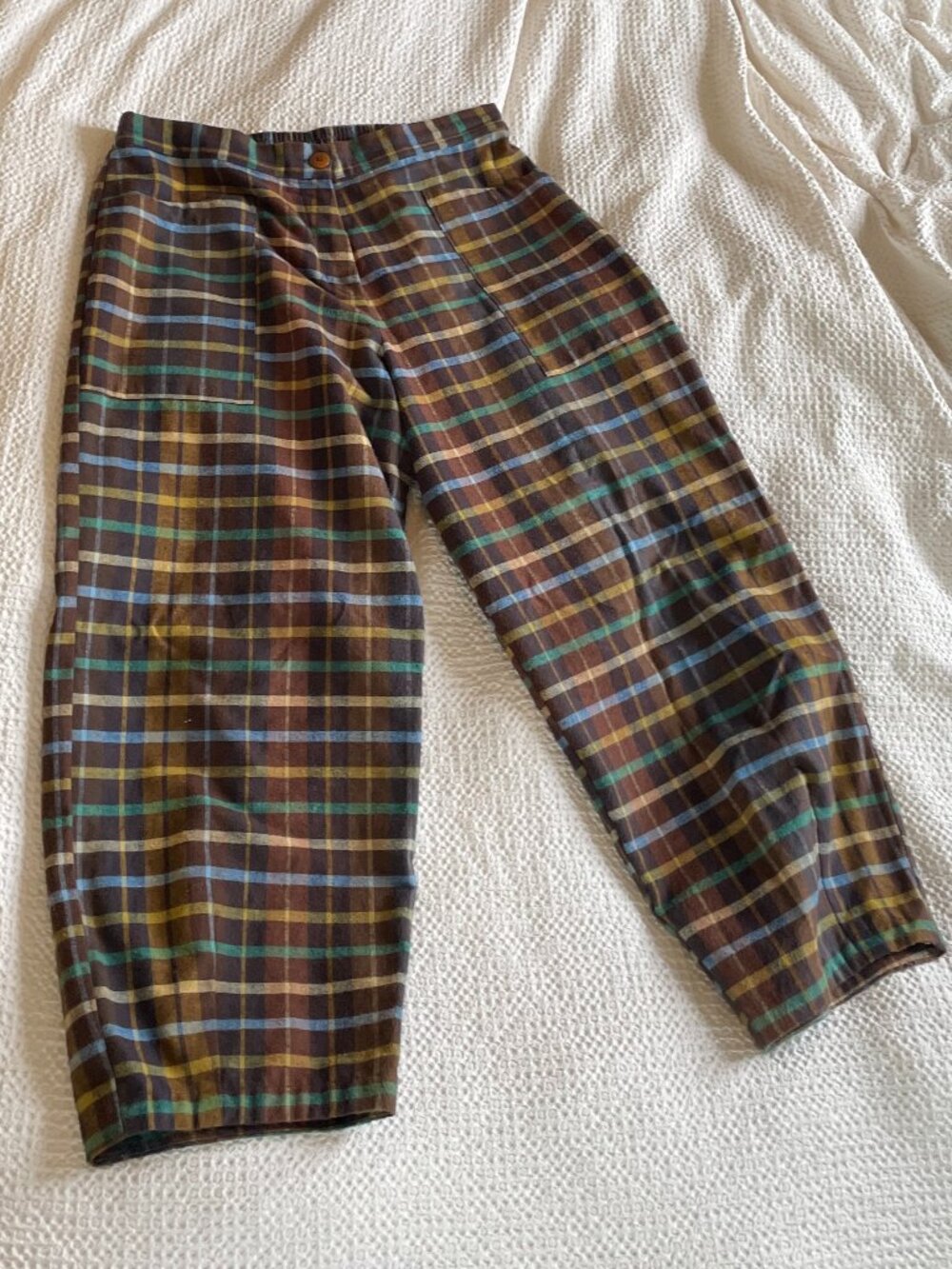 Ilana Kohn Chibi Pant Brown Multi Plaid Flannel Size XL